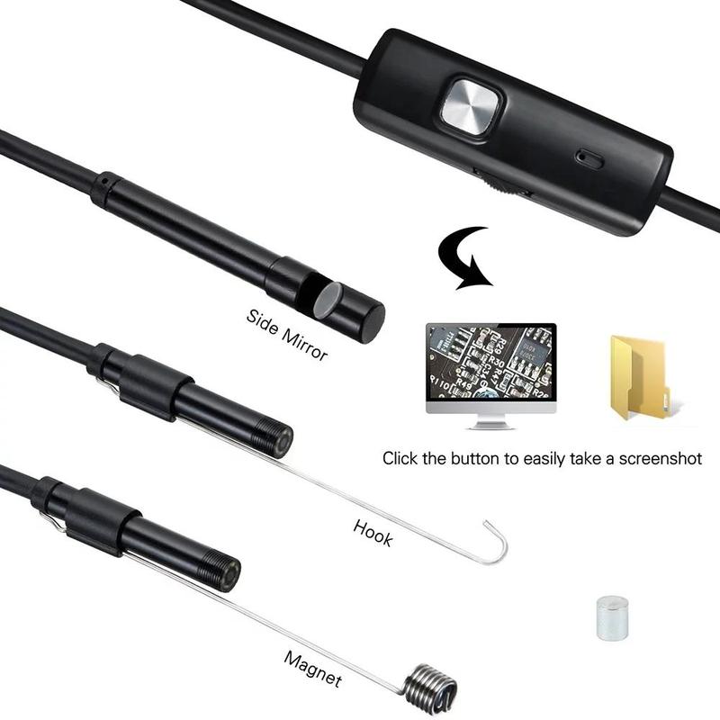 USB Endoscope Borescope, Multipurpose 6 LED Waterproof Snake Camera for Android Micro USB Type-C, Car Inspection Tool