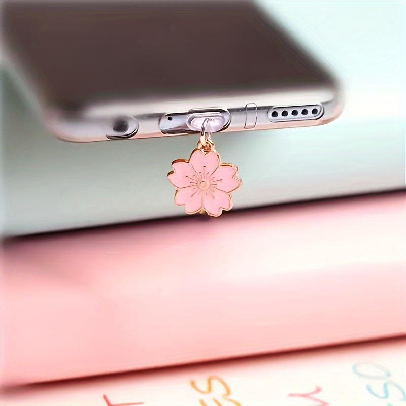 Cute Flower Design Phone Dust Plug, 1 Count Phone Charging Port Anti-Dust Plug, Cell Phone Dust Plug Charm, Phone Accessories for iPhone & Type C