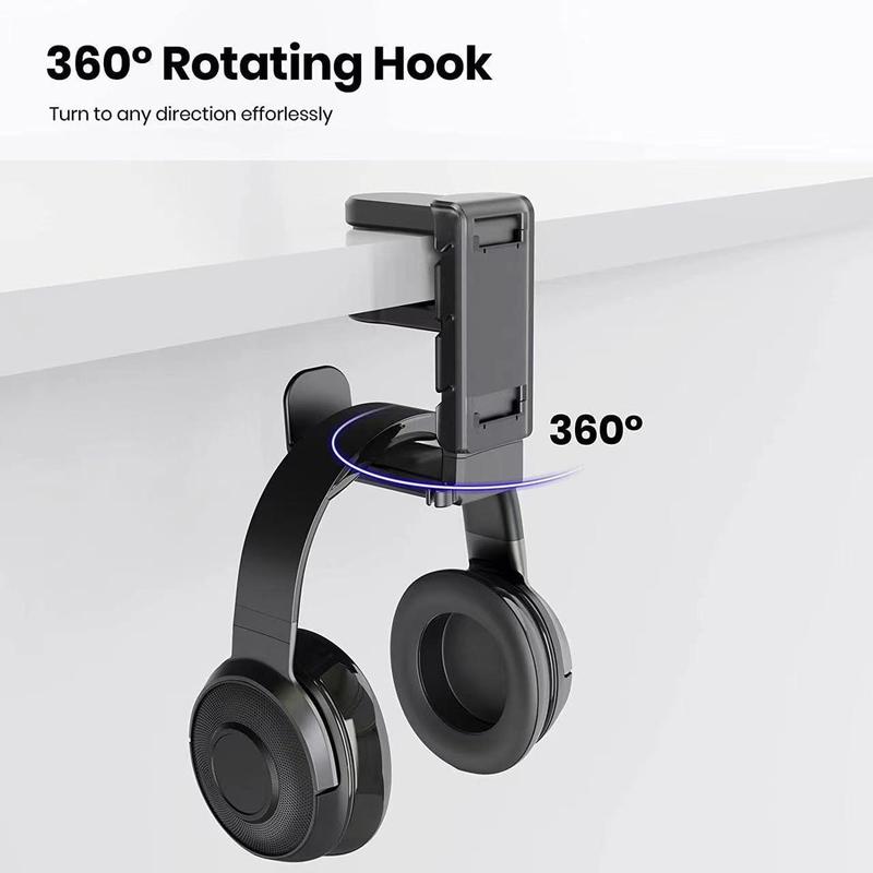 Headphone Stand with Game Controller Holder, 1 Count 360 Degree Rotatable Headphone Holder, Multipurpose Home Storage Hook for Home Office