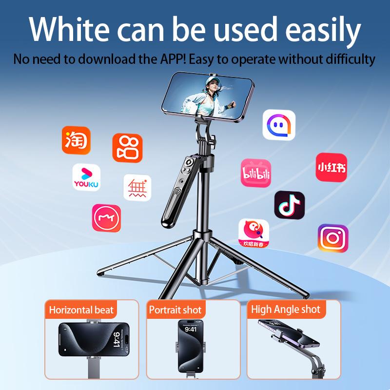 New upgraded 4-axis anti-shake design, face recognition selfie stick mobile phone holder with remote control, suitable for iPhone  Accessories Android