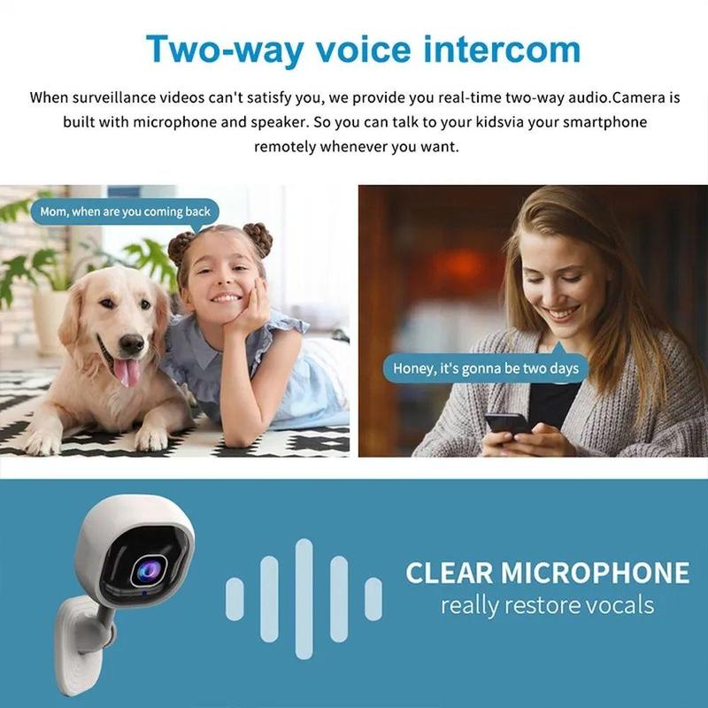 HD Smart Home Monitoring WiFi Camera, Mobile Phone Remote Monitoring with Infrared Night Vision, Security Cameras for Home, USB Powered Voice Intercom Wireless Camera for Indoor (TF Card Not Included)