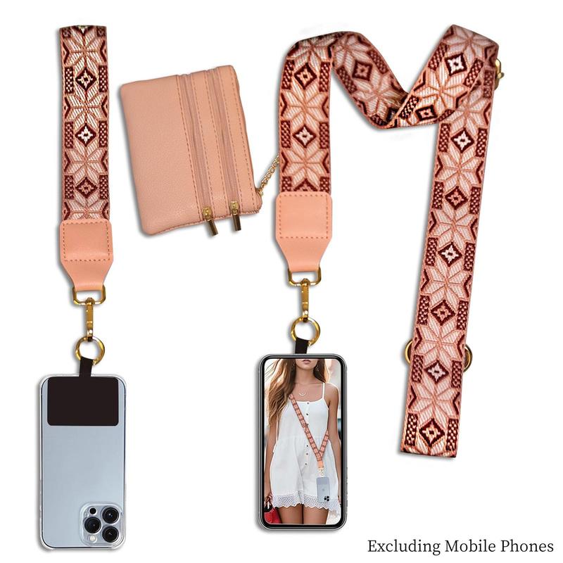 Smartphone Lanyard with Zippered Pouch, Smartphone Strap with Wallet Crossbody, Fashionable Phone Lanyard Crossbody for Women & Men, Phone Accessories, Smartphone Lanyard, Cellphone Accessories