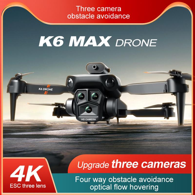 Upgraded 4K UAV 4-Way Automatic Obstacle Avoidance Foldable 3 Camera K6 Max UAV, Real-Time Video, Customizable Route, One-Click Takeoff and Landing Obstacle Avoidance, Suitable for Christmas, Halloween and Thanksgiving Gifts