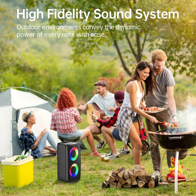 Wireless LED Light Speaker With Subwoofer, Large Boombox Speaker, Stereo Speaker, Subwoofer, Outdoor Speaker, Party Disco Light, Wireless BT5.3