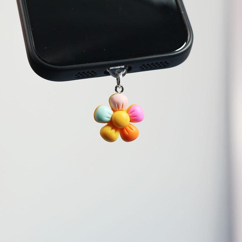 Cute Flower Design Phone Dust Plug Chain, 1 Count Creative Phone Dust Plug Pendant, Phone Accessories for iPhone & Android Phone