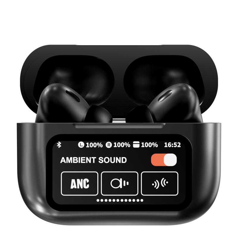 Full-Color Display Bluetooth Earphone，Touch Screen Earphone Noise Cancellation Bluetooth Earphones ， Long Life In-Ear Lightweight Headphones Audio Headset