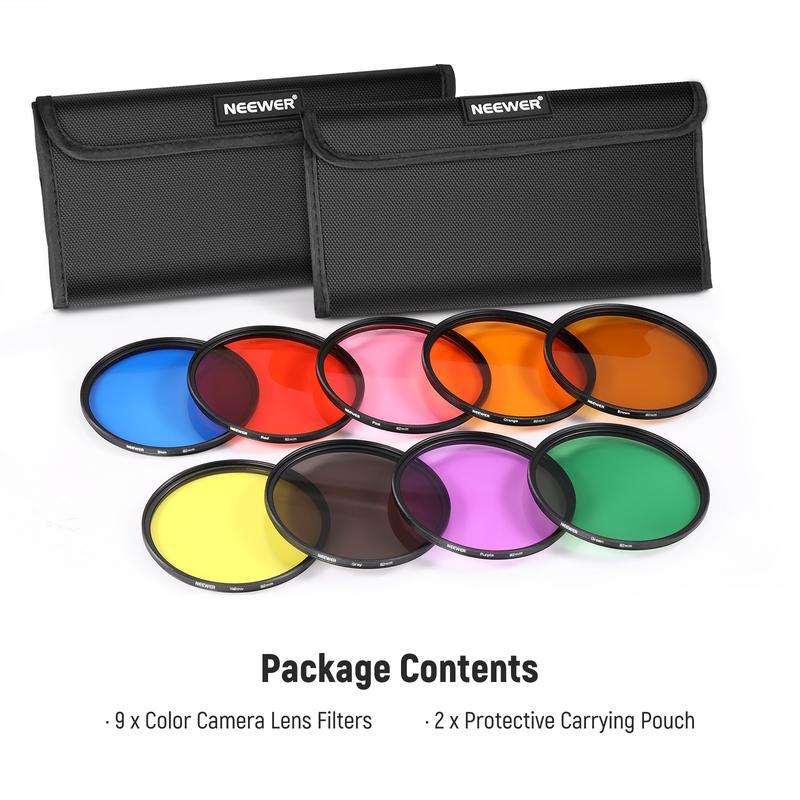 NEEWER 9 Pack Full Color Lens Filter Set