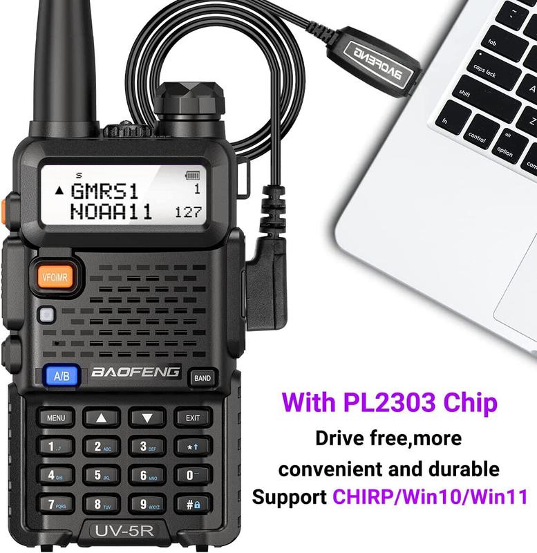 4Pack Baofeng GMRS Walkie Talkie Handheld Long Range UV-5R Rechargeable Two Way Radio with Programming Cable Speaker Mic Full Kits