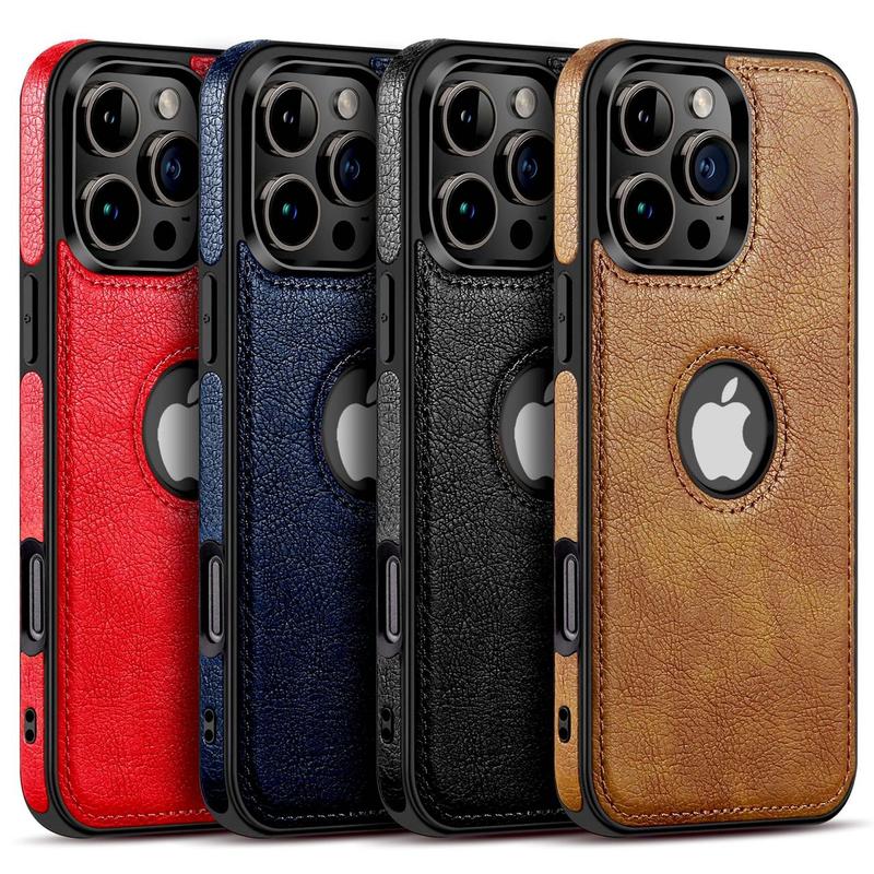 For iPhone 16 15 14 Plus 13 12 11 Pro Max Mini XS Slim Luxury Leather Protective Case Shockproof Cover Accessories