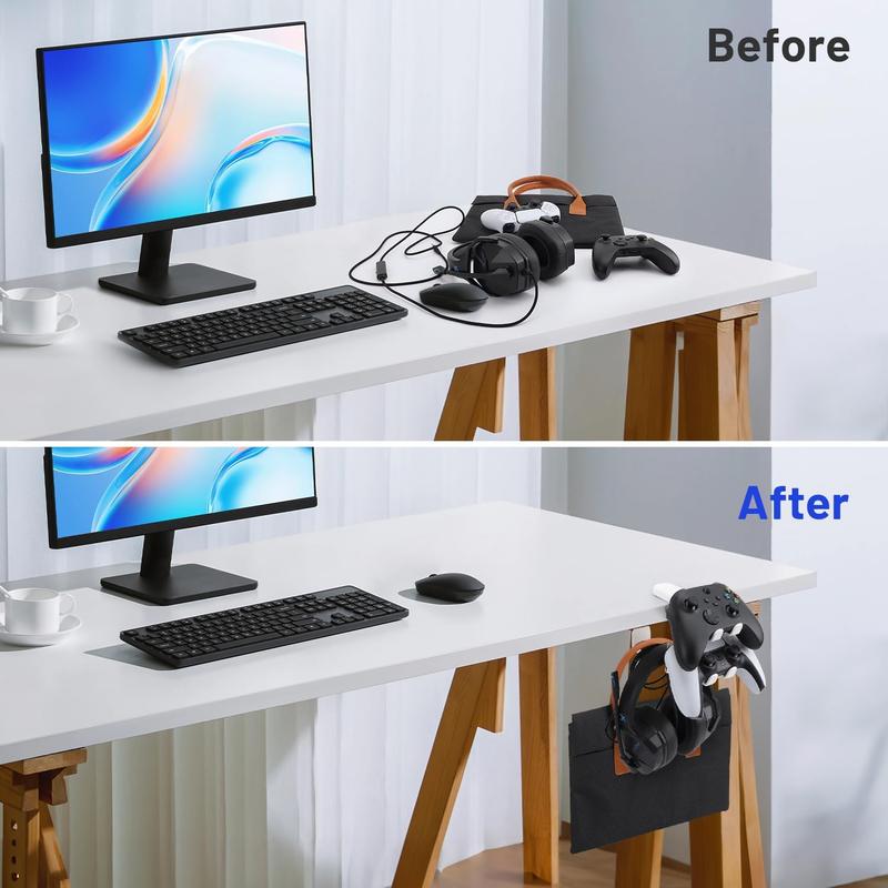 Headphone Stand with Game Controller Holder, 1 Count 360 Degree Rotatable Headphone Holder, Multipurpose Home Storage Hook for Home Office