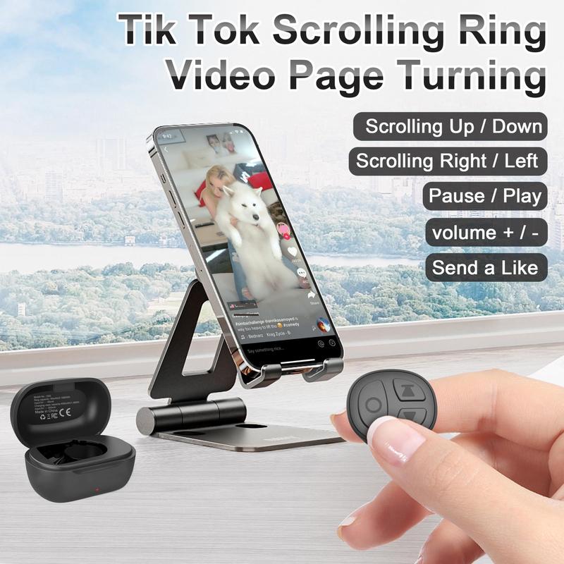 Remote Control Ring,  2 Counts Multifunctional Smart Page Turning Ring, Rechargeable Phone Camera Remote Control (Not for Kindle Devices)