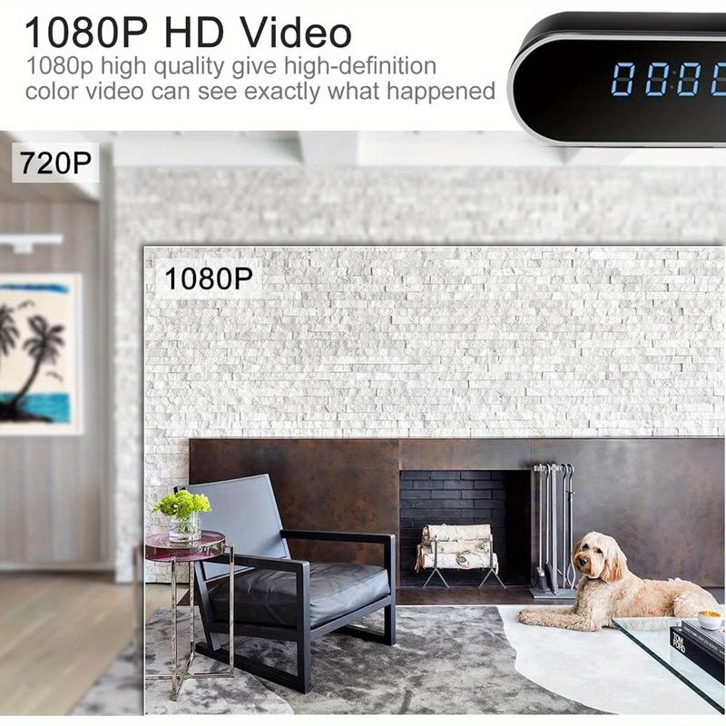 Camera Clock, HD 1080P WiFi Alarm Clock Camera with Night Vision  Motion Detection  Loop Recording, Wireless Security Nanny Cam for Home and Office-Support iOS  Android No Audio