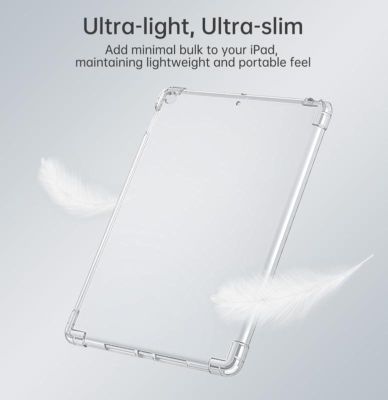 Case for iPad 9th 8th 7th Generation 2021 2020 2019 (10.2 inch), Lightweight Slim Anti-Scratch Crystal Clear Cover for iPad 10.2 inch, Shockproof Soft TPU Case with Reinforced Corners, Clear