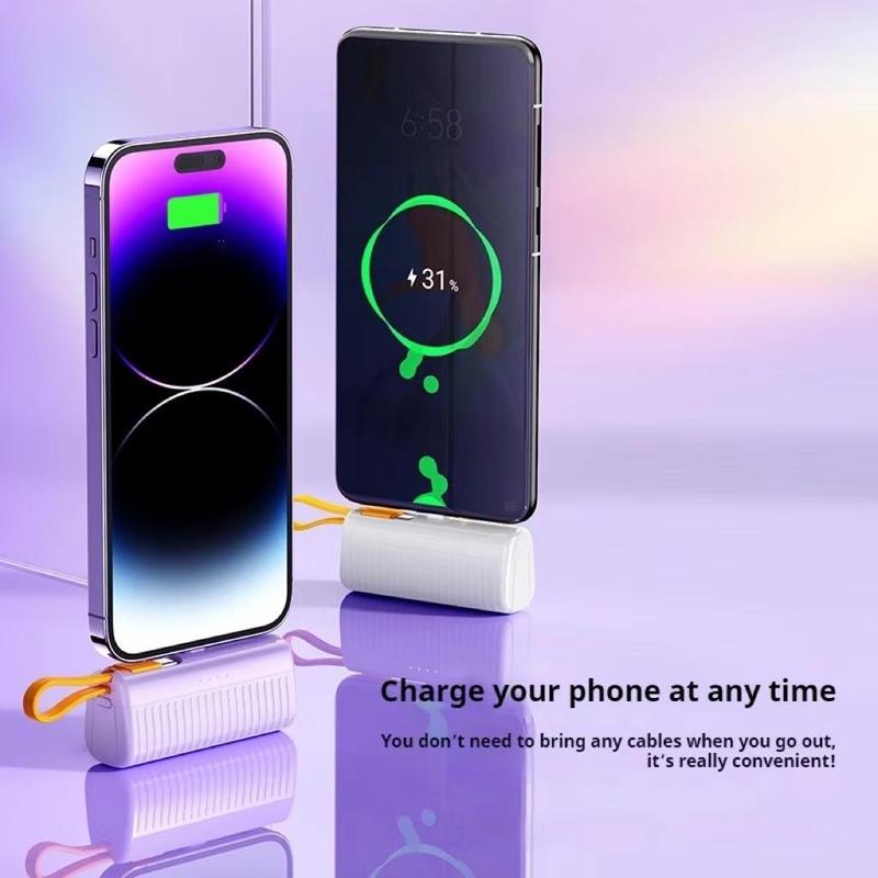 4000mAh Mini Emergency Capsule Power Bank, Portable Mobile Power Bank with 2 Output Interfaces, Power Bank for Android Series