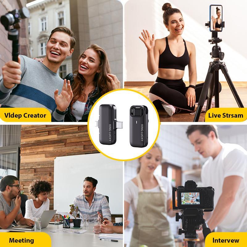 KingLucky M36 Wireless Lavalier Microphone, 30m Long Distance Sound Pickup, Long Standby Lavalier Microphone, Professional Wireless Mobile Microphone, Mini Microphone (Suitable for YouTube, TikTok, Content Creator, Vlog, Gift)