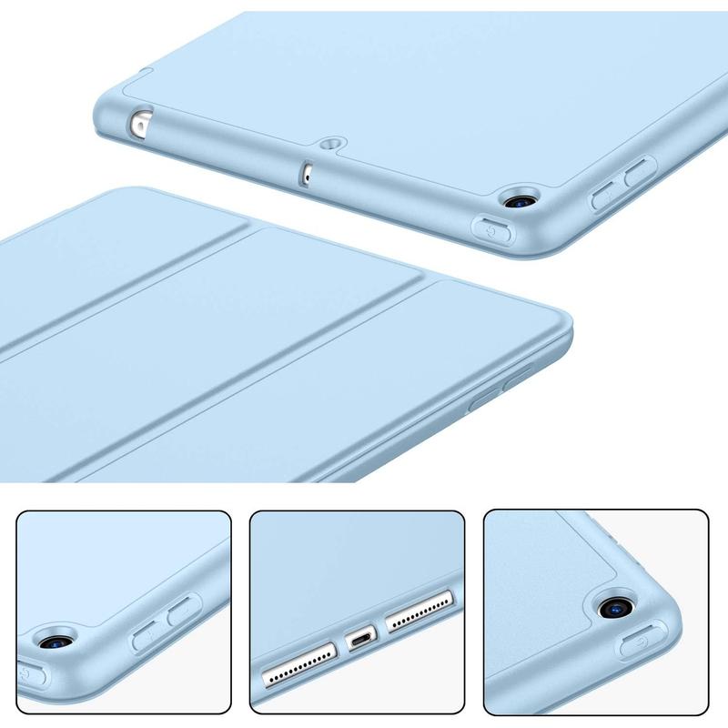 Pad 9th Generation Case 2021 Pad 8th Generation Case 2020 10.2 Inch with Pencil Holder, Pad 7th Gen 2019 Case with Soft  Skin Silicone Back, Auto Wake Sleep Cover (Sky Blue)