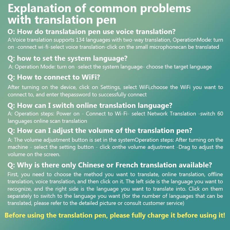 Christmas Gift, Translation Pen with Wifi, Versatile Translation Quick Check, Professional Translation Comparable To Professional Level 8 Translation Pen, 134 Languages Two-way Intercom, Online Scanning Supports 60 Languages