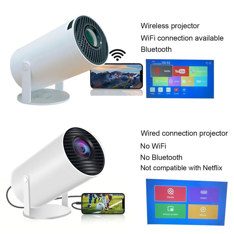 Projector,portable mobile bedroom home theater,home HD intelligent projector,Wired, WiFi