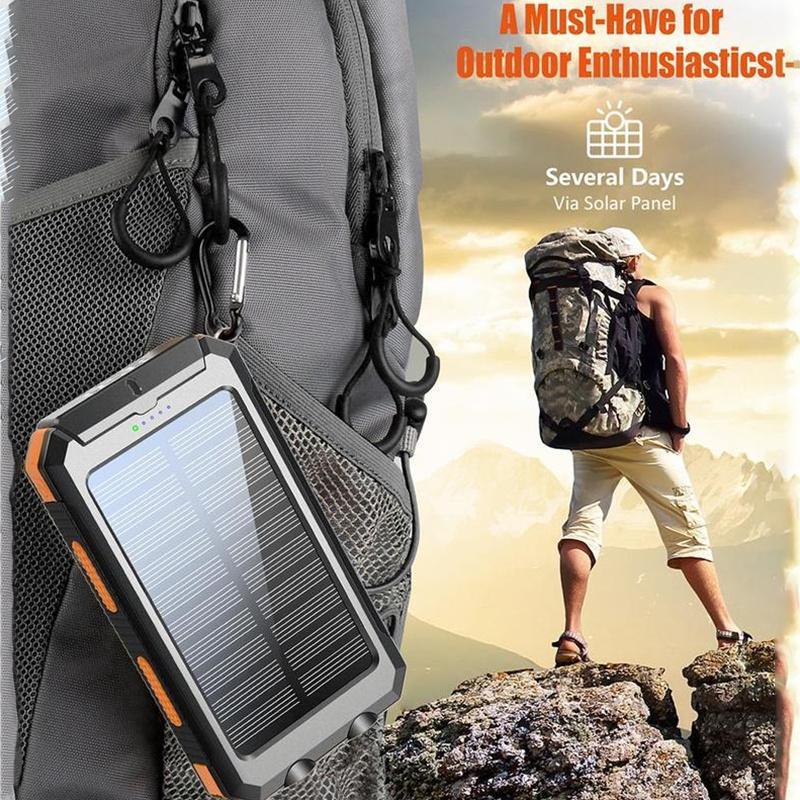 Sustainable Power for All: 10,000 mAh Solar Power Bank for Camping Trips and Daily Adventures! Accessories Charging Portable Rechargeable