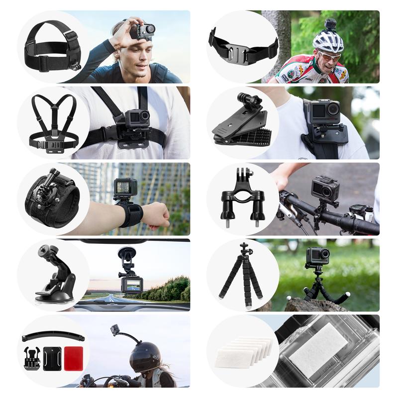 AKASO Action Camera 14 pcs in 1 Accessories Kit, FIts with All kinds of Sports Camera EK7000 EK7000 Pro Brave 4 Brave 4 Pro Brave 7 LE Brave 7 Brave 8 V50X V50 Pro V50 Elite Gopro