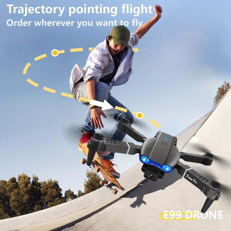 E99 Dual Camera Foldable Remote-Controlled Unmanned Vehicle, One-Click Takeoff and Landing, Remote-Control Four-Axis Aircraft for Beginners and Enthusiasts, Affordable Drone, Ideal Gift for Halloween, Christmas and New Year