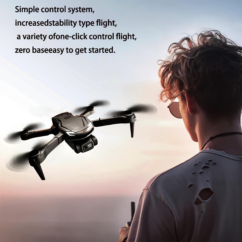 Smartphone controls V88 drone - simple one-click takeoff landing, multi-speed settings, emergency stop, 360° stunt flip and LED lights.