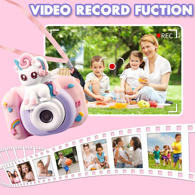 Dragon & Unicorn  1080P HD Kids Digital Camera - Selfie Toy for Girls Boys Perfect Birthday Gift for Ages 3-12 Record,Shoot