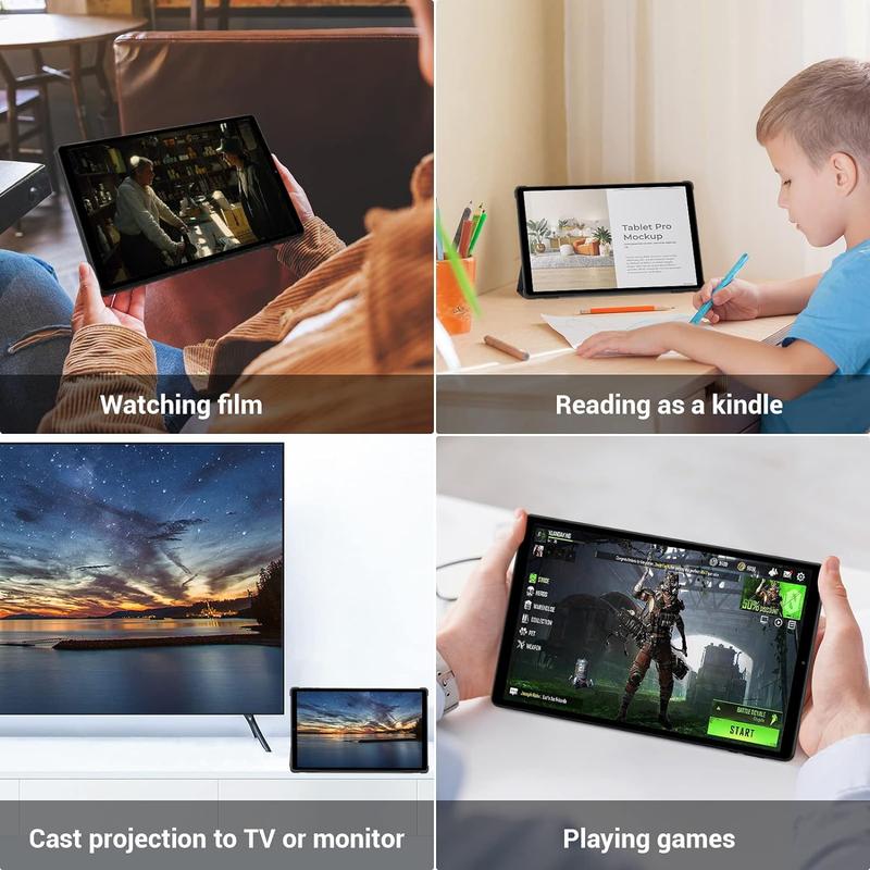 BlackFriday Android 14 Educational Gaming 256GB Tablet with Dual Camera and Silicone Case, 19GB(8+11)RAM 256GB Storage Tablet 2TB Expandable, 10.4 inch 2000*1200 IPS 4K Big Screen, Octa-Core Tablet PC with Keyboard & Mouse