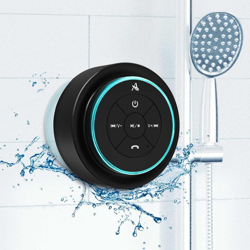 XLeader, Upgraded, Shower Speaker, Certified IPX7 Waterproof Bluetooth Wireless Speaker, Electronics Gifts For Girls Boys Men Women Kids, 5W Mini Portable Speaker With Suction Cup And Mic For Bathroom