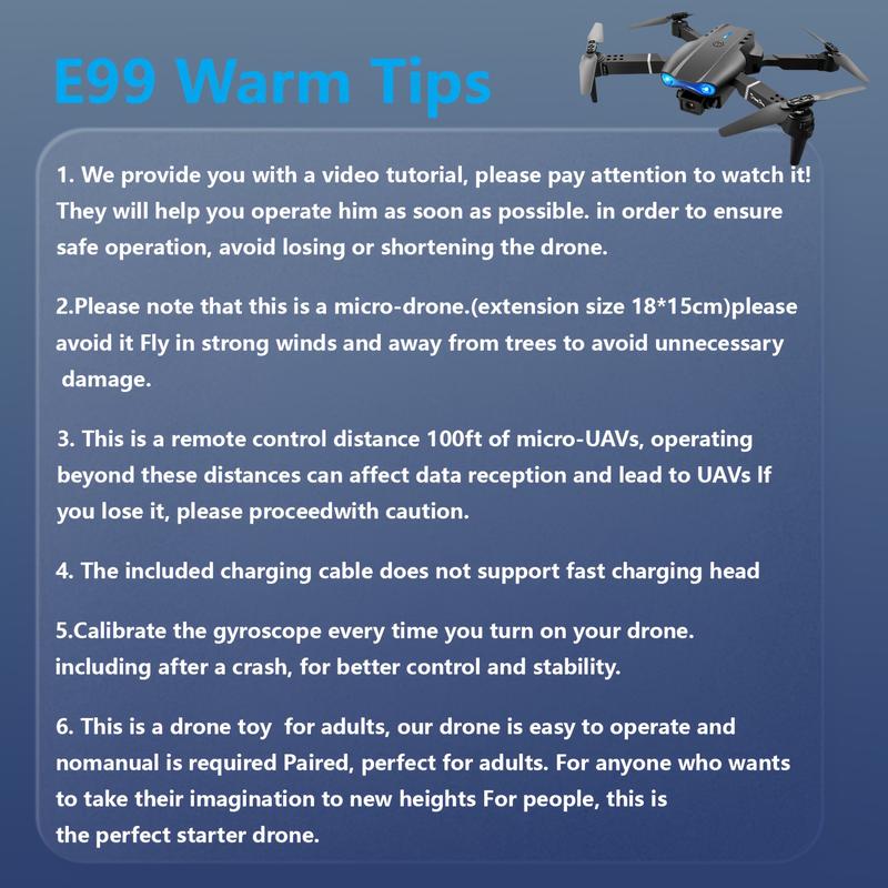 E99 Dual Camera Foldable Remote-Controlled Unmanned Vehicle, One-Click Takeoff and Landing, Remote-Control Four-Axis Aircraft for Beginners and Enthusiasts, Affordable Drone, Ideal Gift for Halloween, Christmas and New Year