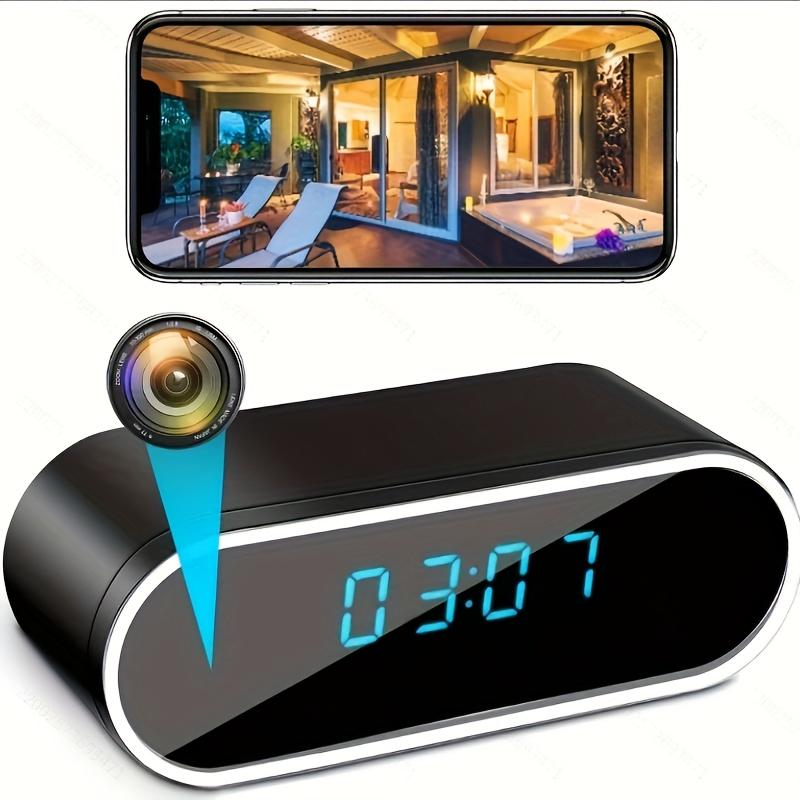 Camera Clock, HD 1080P WiFi Alarm Clock Camera with Night Vision  Motion Detection  Loop Recording, Wireless Security Nanny Cam for Home and Office-Support iOS  Android No Audio