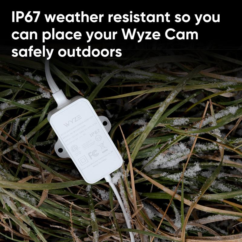 Wyze Cam 12.5ft Outdoor Power Adapter   IP67-Rated Waterproof and Weatherproof Power Cord for Pan v3, Cam v4 OG v3 v3 Pro