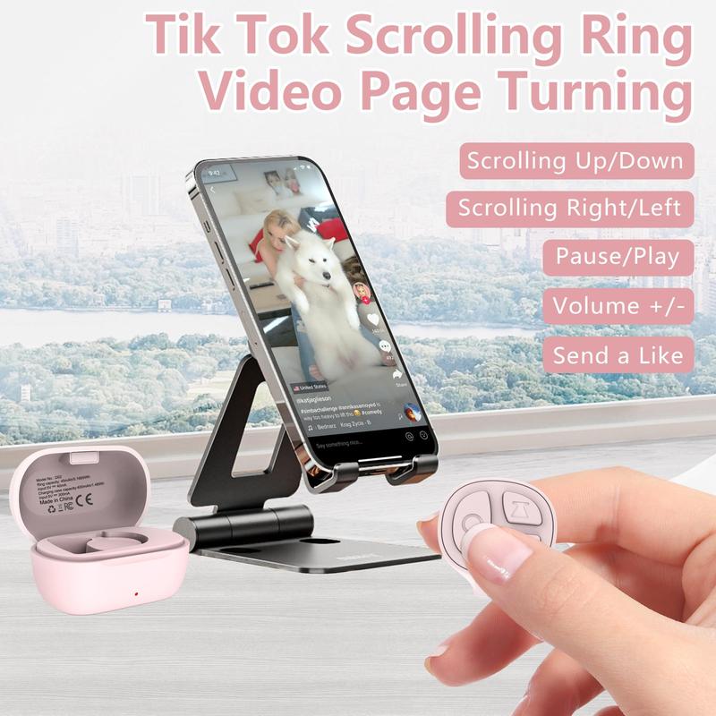 Remote Control Ring,  2 Counts Multifunctional Smart Page Turning Ring, Rechargeable Phone Camera Remote Control (Not for Kindle Devices)