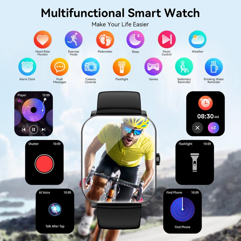 QONBINK Smart Watch,Devices with Call Function, Wearable Waterproof Tracker fitness sport Smartwatch with Bluetooth Charging  Smartphone