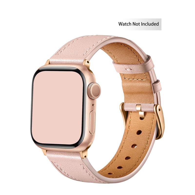 Leather Watch Band (Band Only), Fashion Soft Adjustable Watch Band, Replacement Watch Band for iWatch 9 8 7 6 5 4 3 2 1 SE Ultra, Universal Watch Band for Men & Women