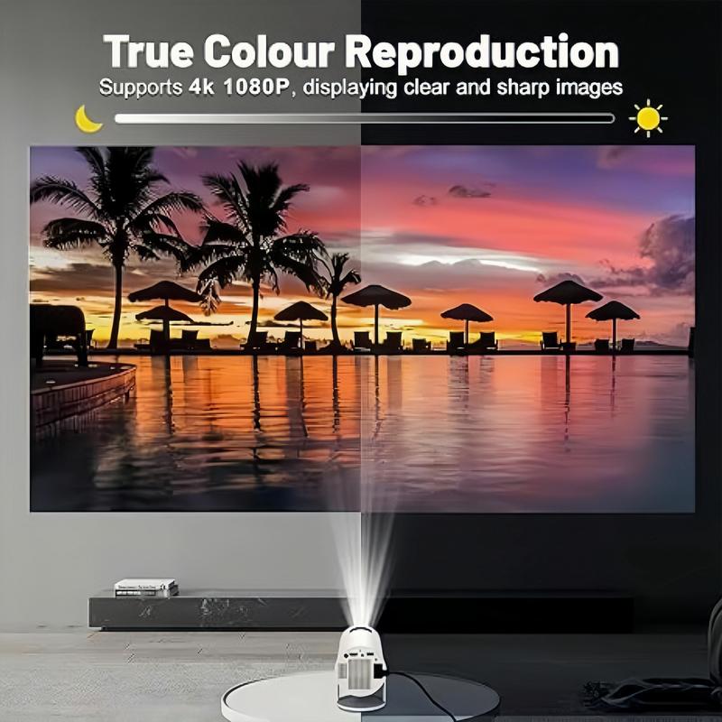 Portable Outdoor Projector,4K HD Projector with WiFi6 BT 5.0 Android TV 11.0, Auto Keystone Correction Video Projector, 180°Rotatable Stand for Home & Outdoor Use Campatible