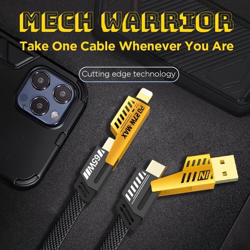 QQK Multi Charging Cable, 4 in 1 Universal Fast Charging Cable with USB A USB C to Type C 65W 27W PD, Nylon Braided Multiple Connectors Cable Compatible with iPhone iPad Android Laptop