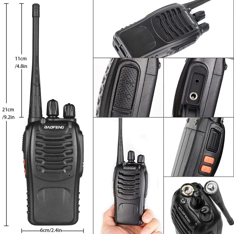 400-470MHz Uhf Walkie Talkie,2 Count Portable Multipurpose Rechargeable Walkie Talkie, BF-888s Two Way Radio for Home Office Outdoor Audio Waterproof