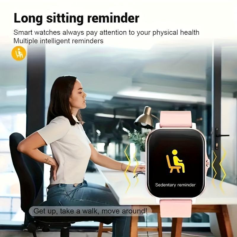 HD Touchscreen Smartwatch - Stylish Fitness Tracker with Sleep Monitoring, Wireless Calling, SOS, Heart Rate Tracking and Notifications - Compatible with Apple and Android Phones, comes with dual interchangeable straps, a perfect gift for men and women