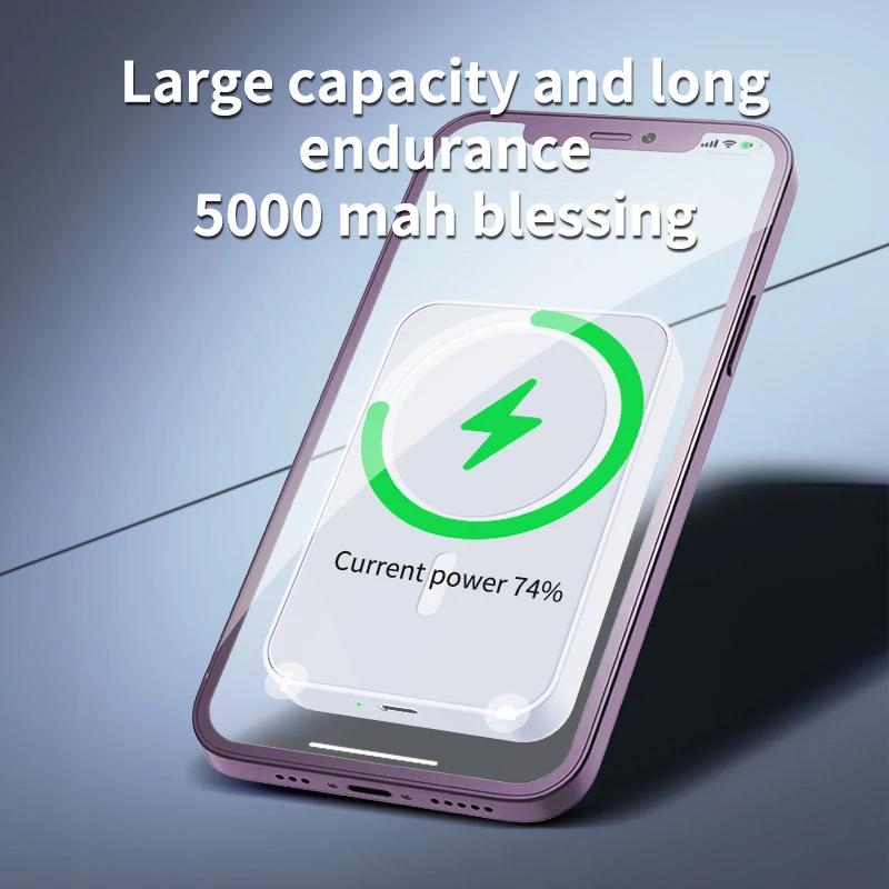 Magnetic Power Bank 5000mAh 10000mAh, Wireless Portable Charger, with USB-C, Compatible with iPhone 15 15 Plus 15 Pro 15 Pro Max, iPhone 14 13 12