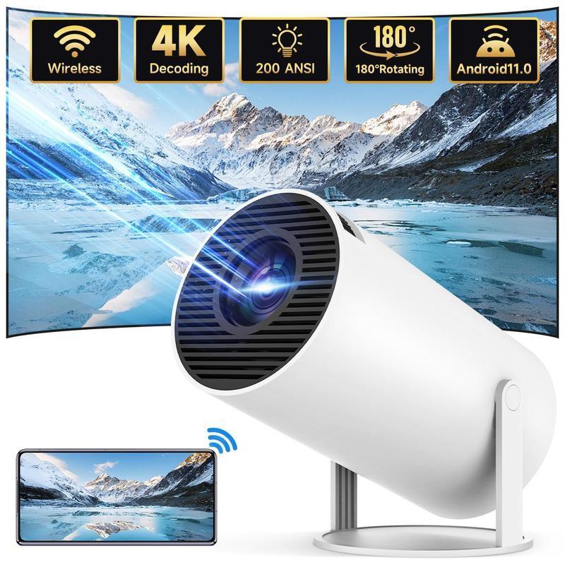 KURY Portable Projector With Android 11, 4K HD Resolution, 5G WiFi6, Auto Horizontal Correction, 180°Rotatable Outdoor Projector