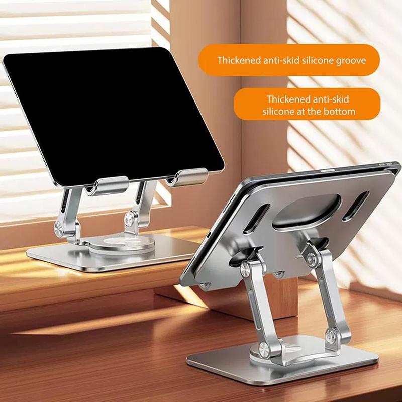 Adjustable Tablet Stand, Durable Anti-slip Smartphone Tablet Holder, 1 Count Rotatable Aluminum Alloy Folding Phone Stand Compatible with iPad Pro Air  Mini, Tablets Phones Holder, Tablet & Computer Accessories