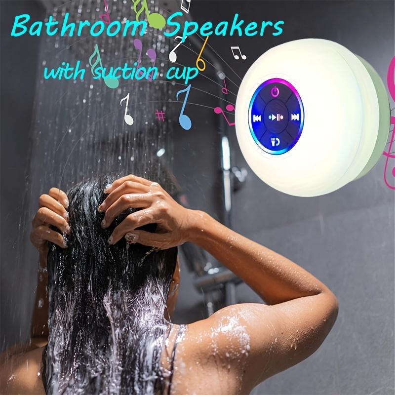 2024 New Portable Mini Wireless Speaker, Suction Cup USB Rechargeable Waterproof Speaker with LED Light, Portable Wireless Bluetooth 5.0-compatible Speaker for Parties, Bathroom, Travel, Home And Outdoors,Halloween Thanksgiving Christmas New Year Gifts