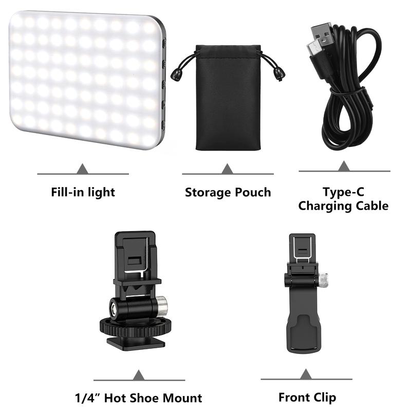 ANAUTIN Selfie Light 60 LED 2200mAh Rechargeable Cell Phone Fill Light 7 Modes, 10-Level Brightness, Portable Clip on Light for Phone Tablet Laptop, Zoom Call Vlog Makeup Video Fill Light Accessories Camera Cellphone Smartphone Mobile Mount Storage