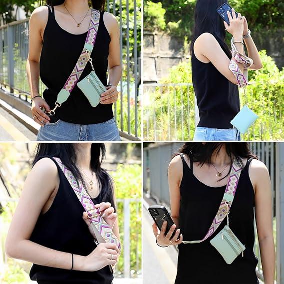 Phone Strap Crossbody Clip and Go Strap forPhone with Wallet Portable Crossbody Beautiful,.Comfortable, Adjustable Phone Strap withZippered Pouch Accessories Card Smartphoneclip and phonelanyard wrist lanyard