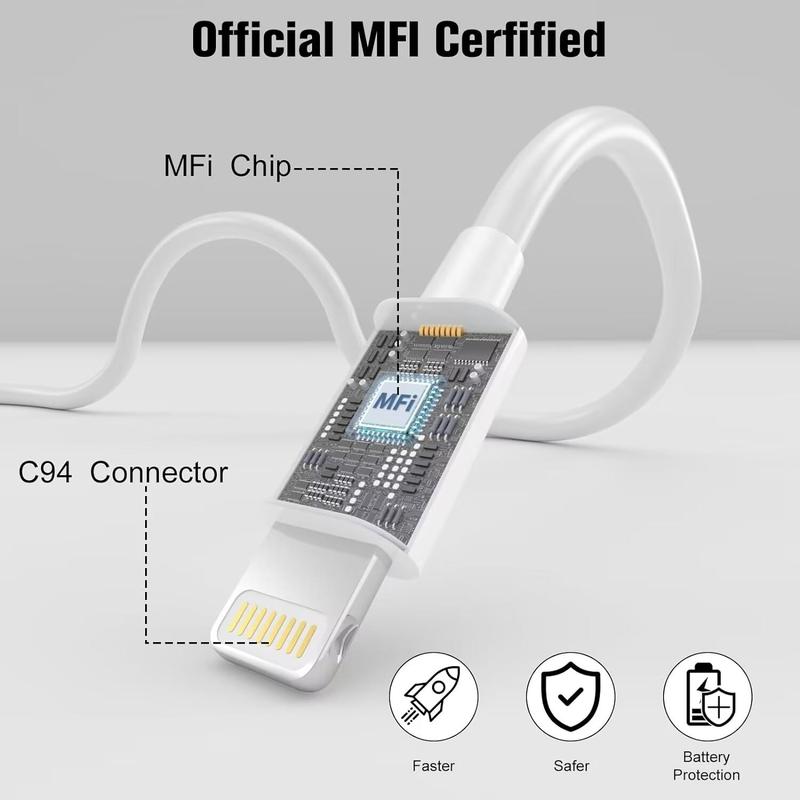 20W 6.6FT [MFi Certified] Type-C for Lightning Fast Charging Cable Compatible with Apple iPhone 14 13 12 11 Pro Max XR XS X 8 7 6 Plus SE iPad Mini