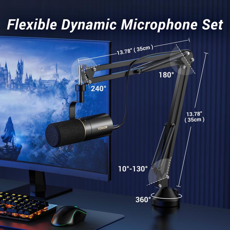 TONOR TD510 Dynamic Microphone, USB XLR PC Microphone for Podcast, Recording, Live Streaming & Gaming, XLR Cardioid Studio Mic Music Voice-Over with Quick Mute, Headphone Output