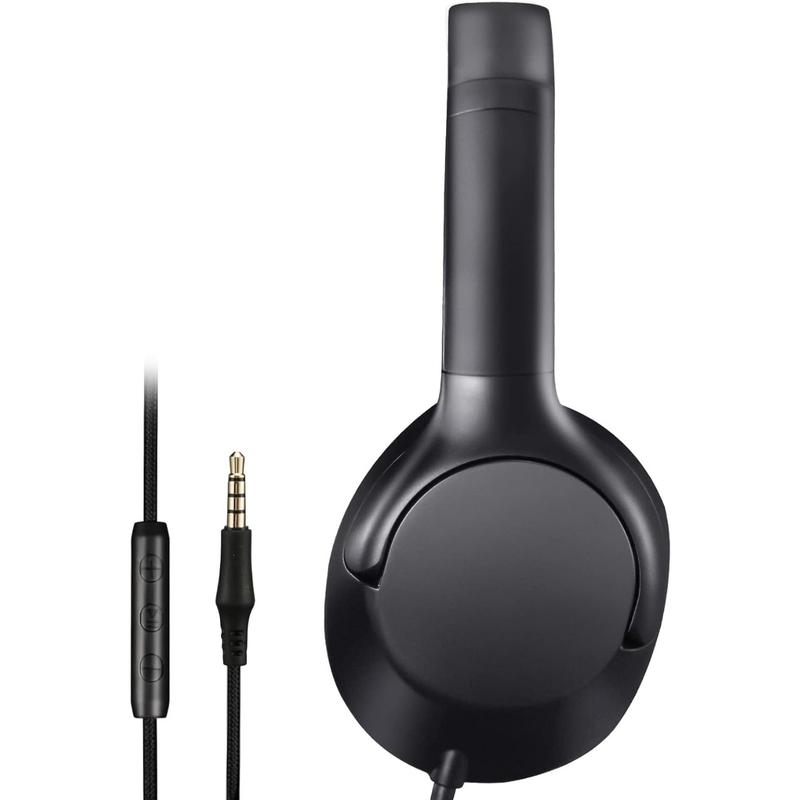 Over Ear Wired Headphones with Volume Control, Microphone, Adjustable Headband and 3.5mm Audio jack for School Home Work Computer Chromebook (Black)