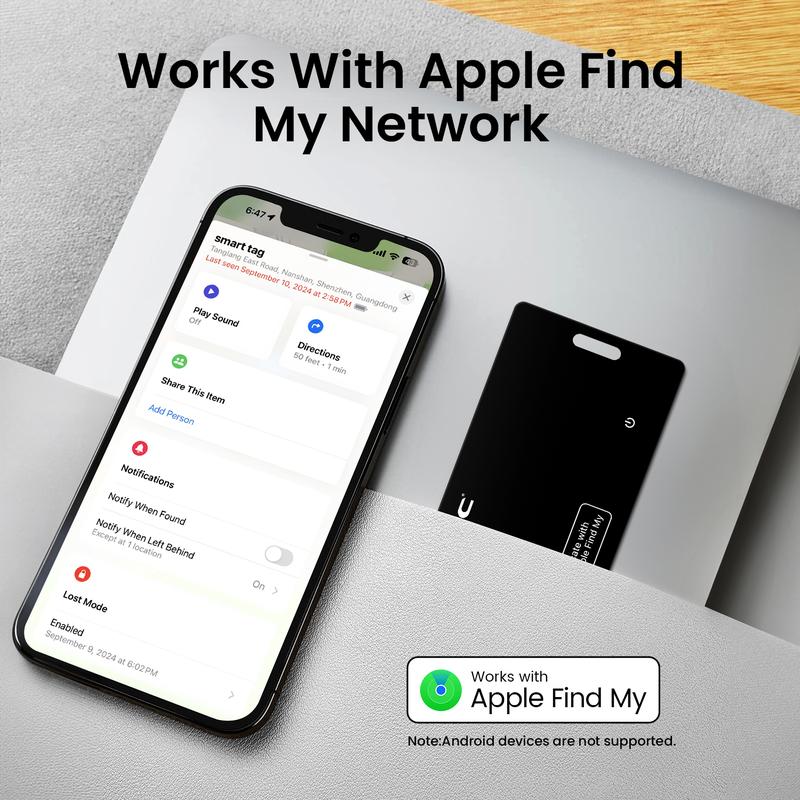 OTIC Wallet Tracker Card, Wireless Chargeable Wallet Finder. Works with Apple Find My (iOS Only), Item Tracker for Wallet, Luggage Tags, Phone, Passport