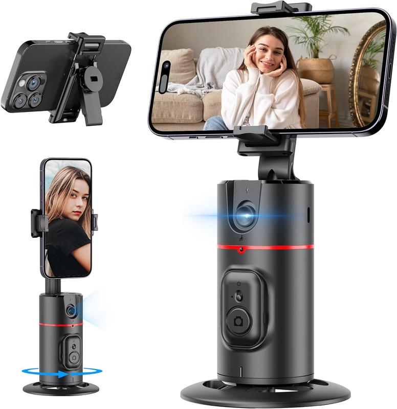 New Collapsible Auto Face Tracking , No App Required,360° Rotation Face Body Phone Camera Mount Smart Shooting Phone Tracking Holder for Live Vlog Streaming Video,Rechargeable Battery Accessories Selfie Gift Smartphone Cellphone facetracking tripod